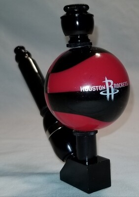 HOUSTON ROCKETS "BAD ASS" COLOR BASKETBALL SMOKING PIPE Wedge/Black Anodized/Color Ball