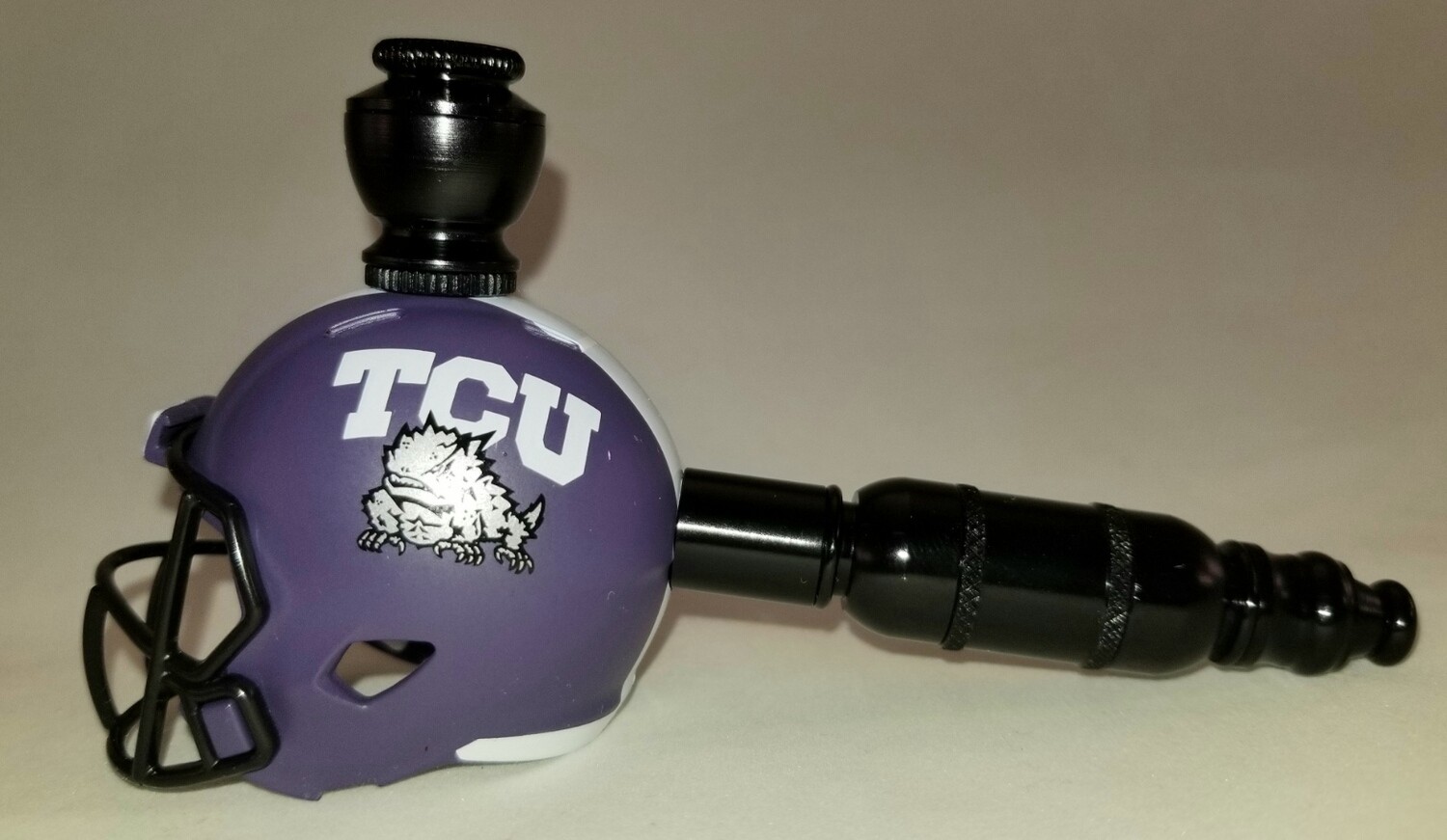 TCU HORNED FROGS "BAD ASS" FOOTBALL HELMET SMOKING PIPE Straight/Black Anodized