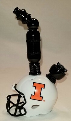 ILLINOIS FIGHTING ILLINI 2021 "BAD ASS" FOOTBALL HELMET SMOKING PIPE Upright/Black Anodized/White