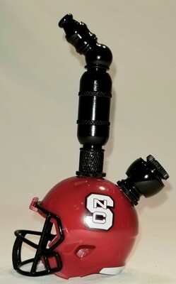 NORTH CAROLINA STATE WOLF PACK "BAD ASS" FOOTBALL HELMET SMOKING PIPE Upright/Black Anodized/Red