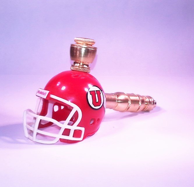 UTAH UTES FOOTBALL HELMET SMOKING PIPE Straight/Brass