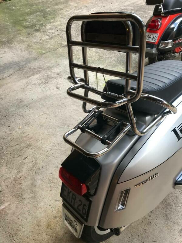 Royal Alloy GT 3-in-1 rear rack and backrest, No Drill, Stainless steel.