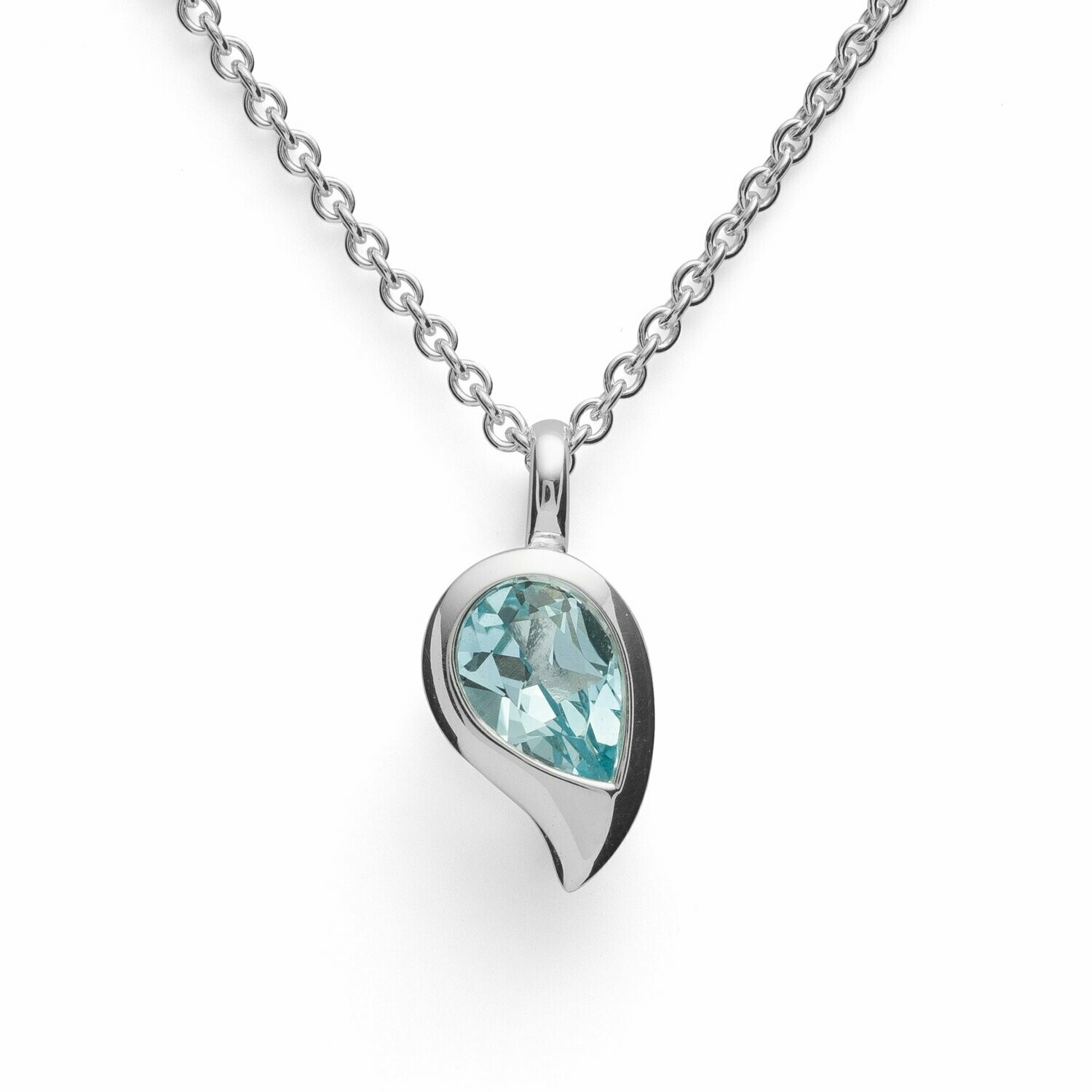 Anhänger 925/- Silber poliert, Blautopas