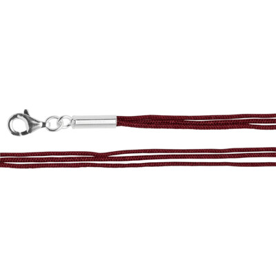 Baumwollband 3 reihig rot für Anhänger, mit 925/- Silber Karabinerverschluss 45cm