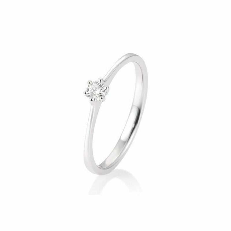 Solitärring 6er Krappe 585/ Gold mit einem Brillanten, Größe des Brillanten: 0,10 ct. w-si, Goldlegierung: 585/- Weißgold