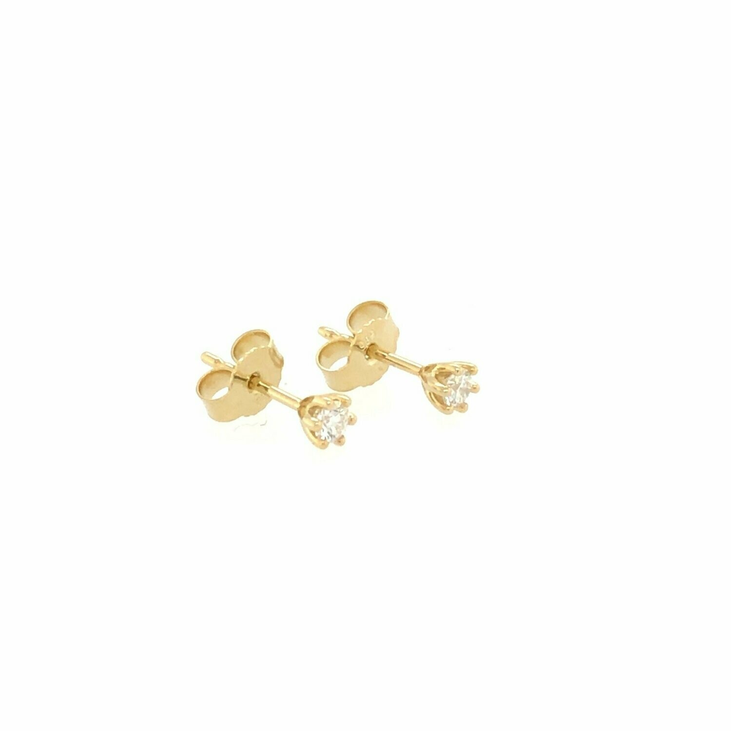 Brillantohrstecker mit Krappenfassung in 585/- Gold, 2 Brillanten 0,20ct