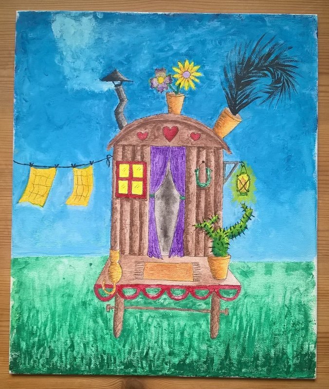 Gypsy Wagon. Acrylic on Canvas.