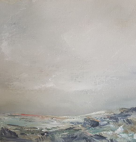 Damaged Memories abstract painting by Lesley Cox with rich textures and emotional depth

