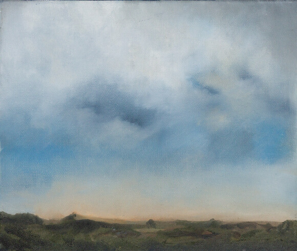 Softer Days abstract landscape painting by Lesley Cox featuring soft tones and serene atmosphere

