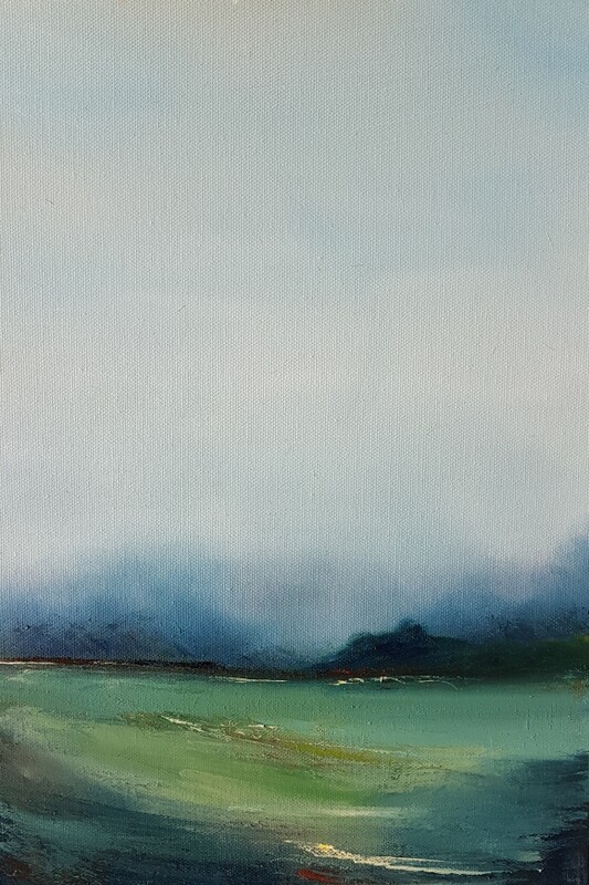 Say Her Name abstract painting by Lesley Cox with expressive brushwork and impactful tones

