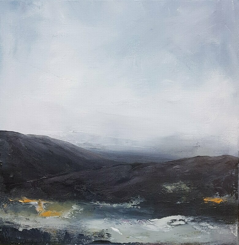 Altar abstract painting by Lesley Cox featuring deep textures and bold modern forms

