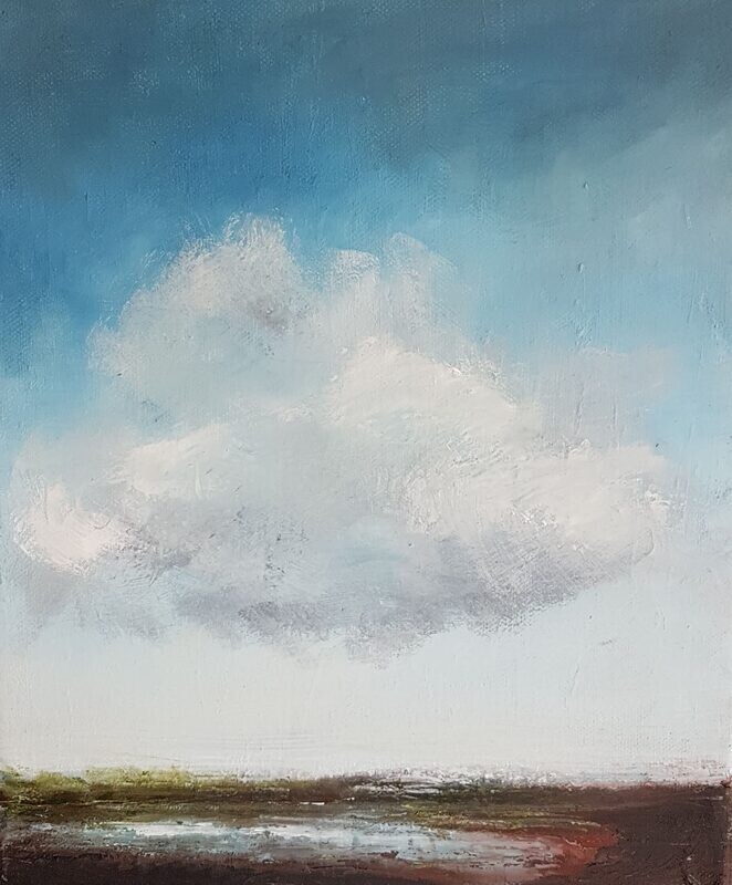 The Cloud painting by Lesley Cox featuring a soft, sky-inspired abstract composition in muted tones

