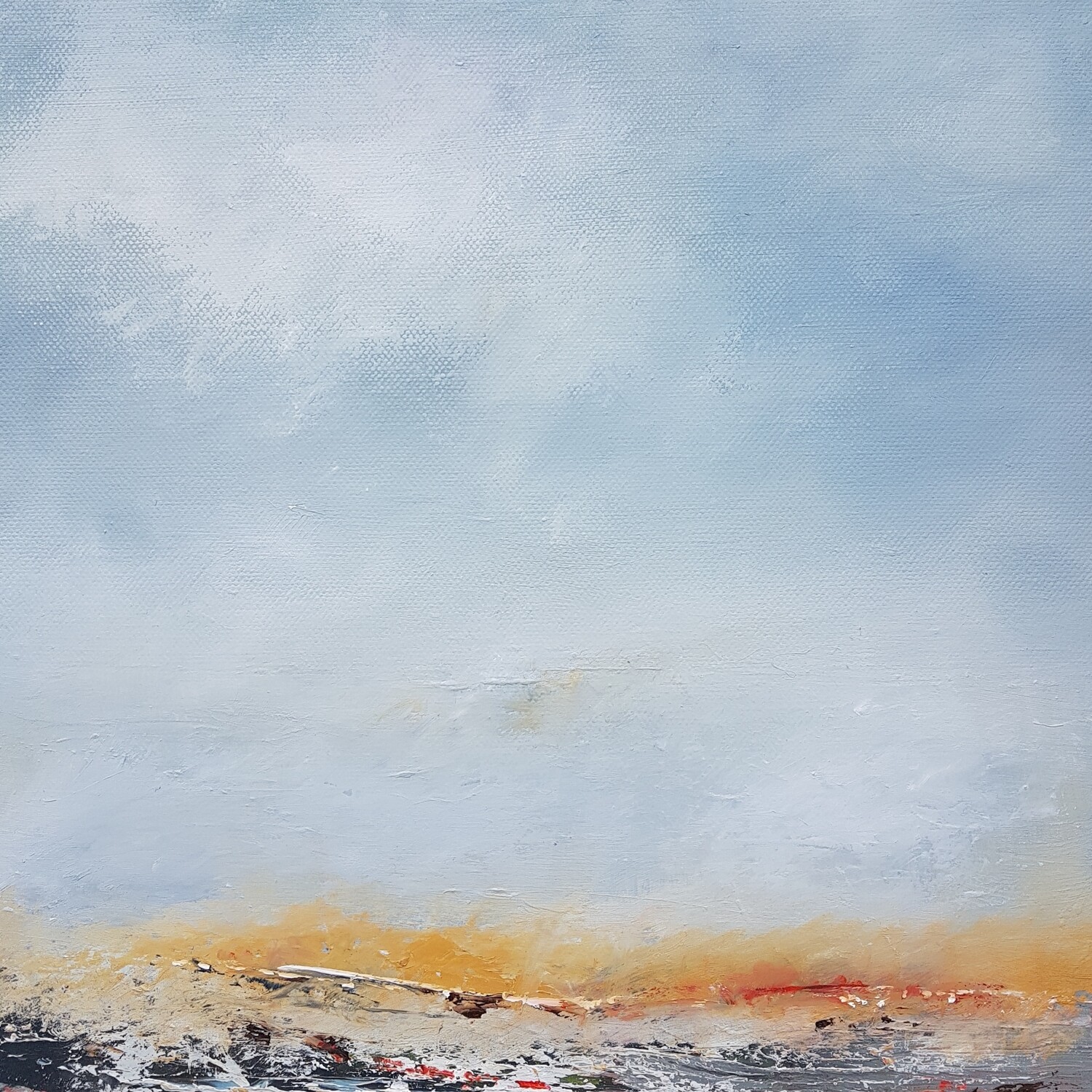 Rare Time abstract painting by Lesley Cox featuring layered textures and a contemplative mood

