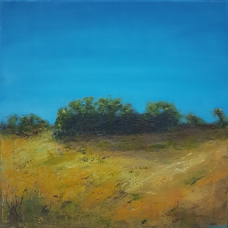 Gorse – Original abstract landscape oil painting on canvas by Irish visual artist Lesley Cox

