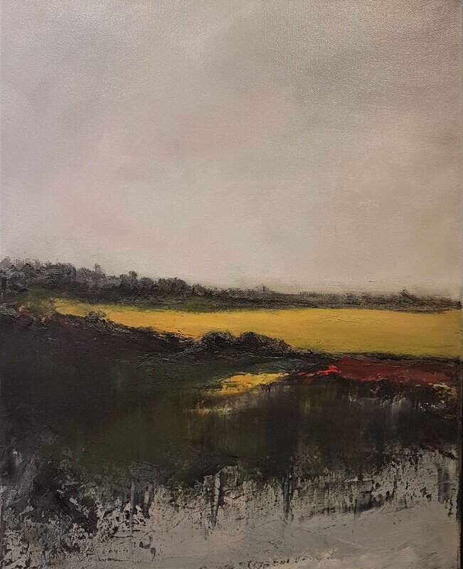 The Ruins of Us abstract painting by Lesley Cox featuring expressive brushwork and emotional depth

