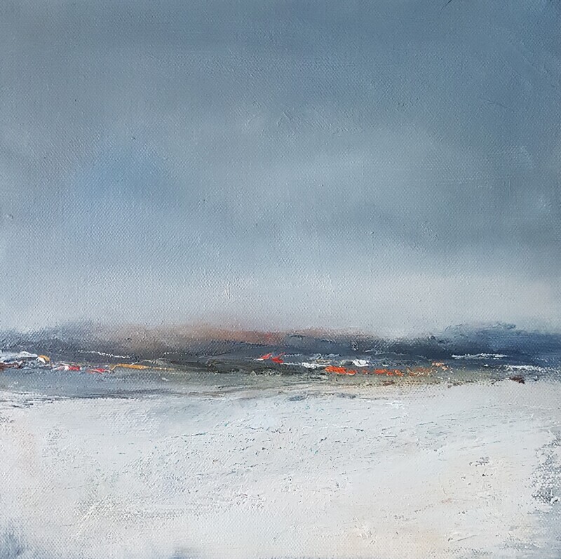 Frost Song – Original abstract landscape oil painting on canvas by Irish visual artist Lesley Cox

