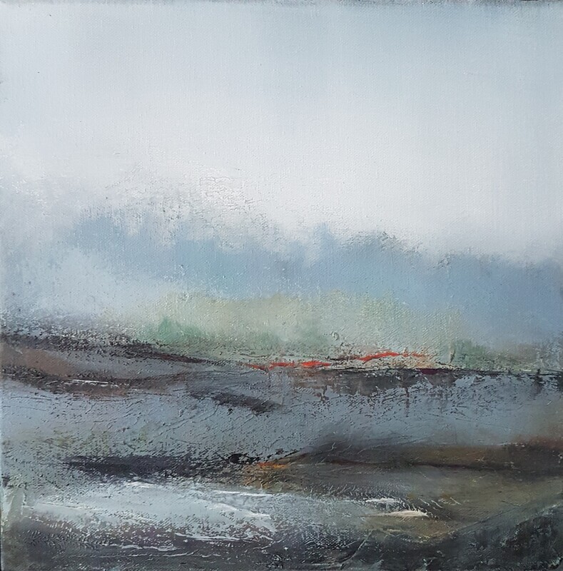 Hymn – Original abstract landscape oil painting on canvas by Irish visual artist Lesley Cox

