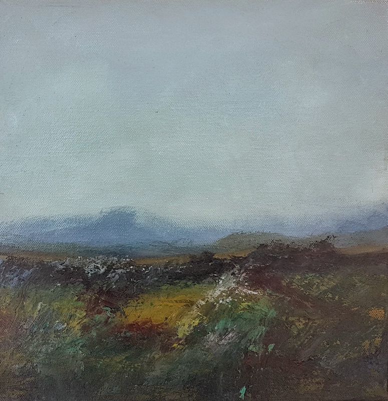 All That Was Green abstract painting by Lesley Cox showing textured green layers inspired by nature