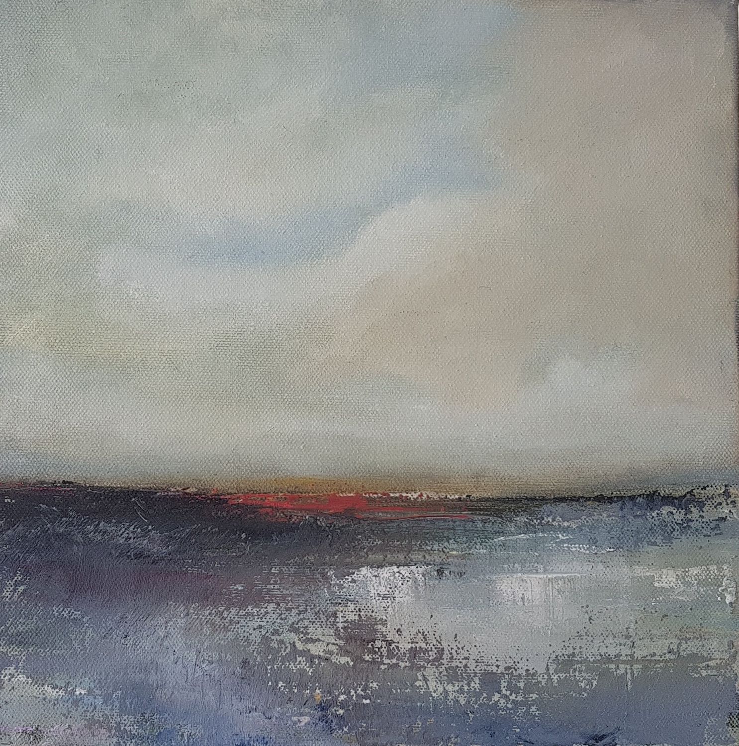 Dark at the Edges abstract painting by Lesley Cox with deep tones and textured layers


