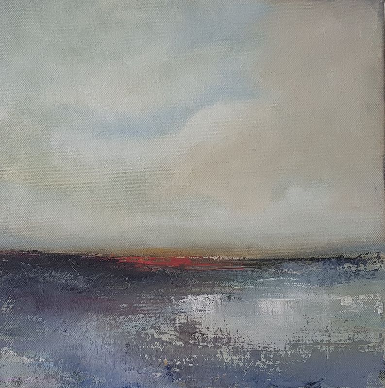 Dark at the Edges abstract painting by Lesley Cox with deep tones and textured layers

