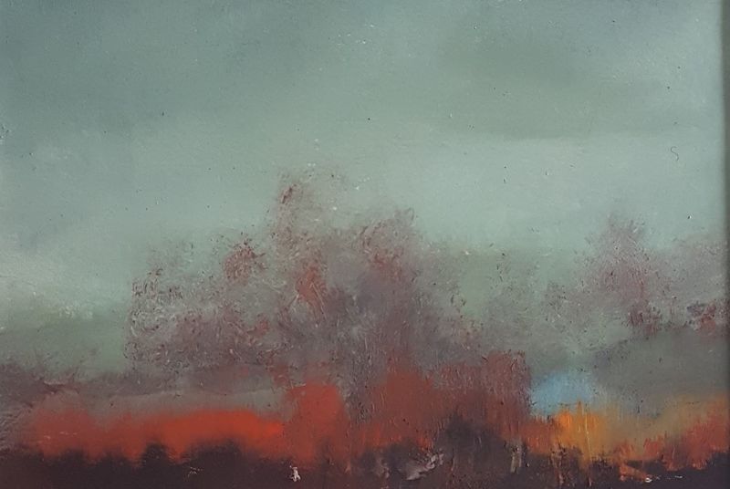 A Soft Moment abstract painting by Lesley Cox featuring soft textures and muted color palette


