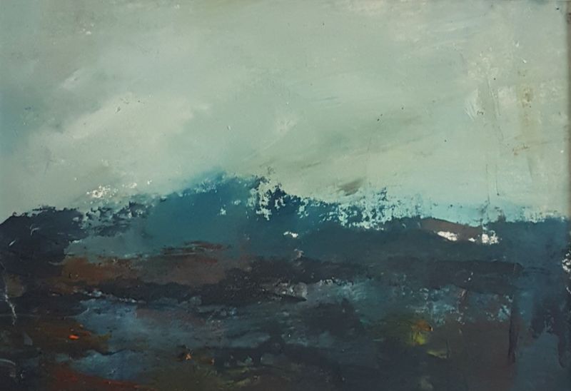 Disquiet abstract emotional painting by Lesley Cox with bold textures and expressive tones


