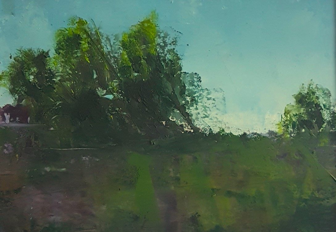 Spring Day vibrant landscape painting by Lesley Cox with fresh colors and lively brushstrokes

