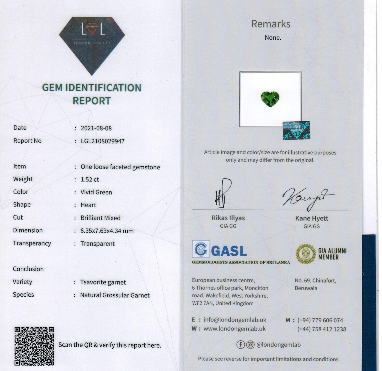 Grenat Tsavorite 1.52 Ct