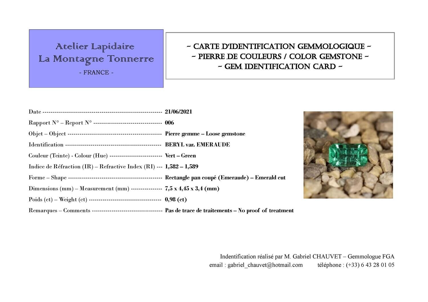 Émeraude 0.98 Ct