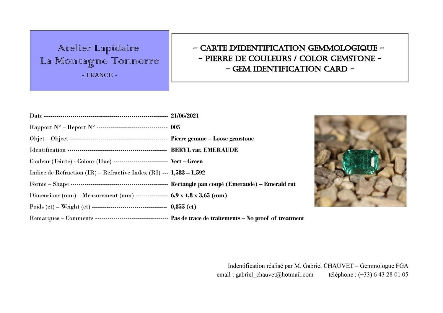 Émeraude 0.85 Ct