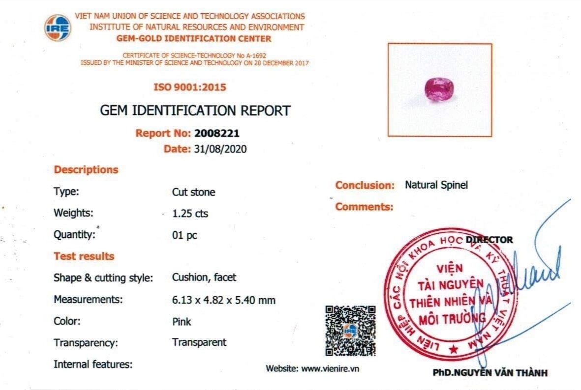 Spinelle Rose 1.25 Ct