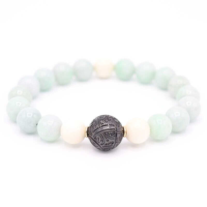 Bracelet Rarity [Jade / Perle de Tahiti/ Or / Ivoire de Mammouth]