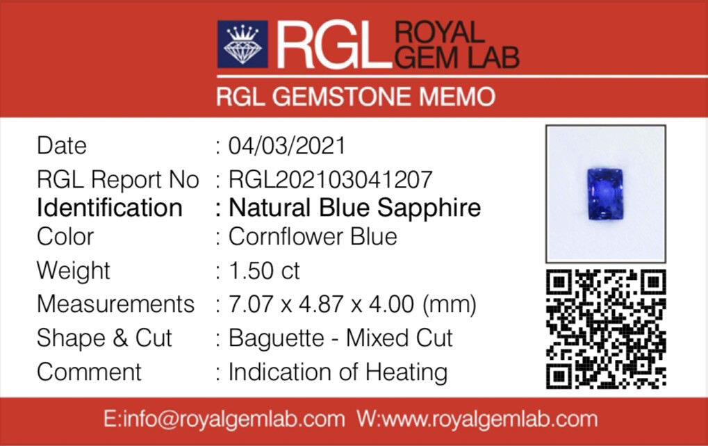 Saphir Bleu Cornflower 1.50 Ct - Chauffé