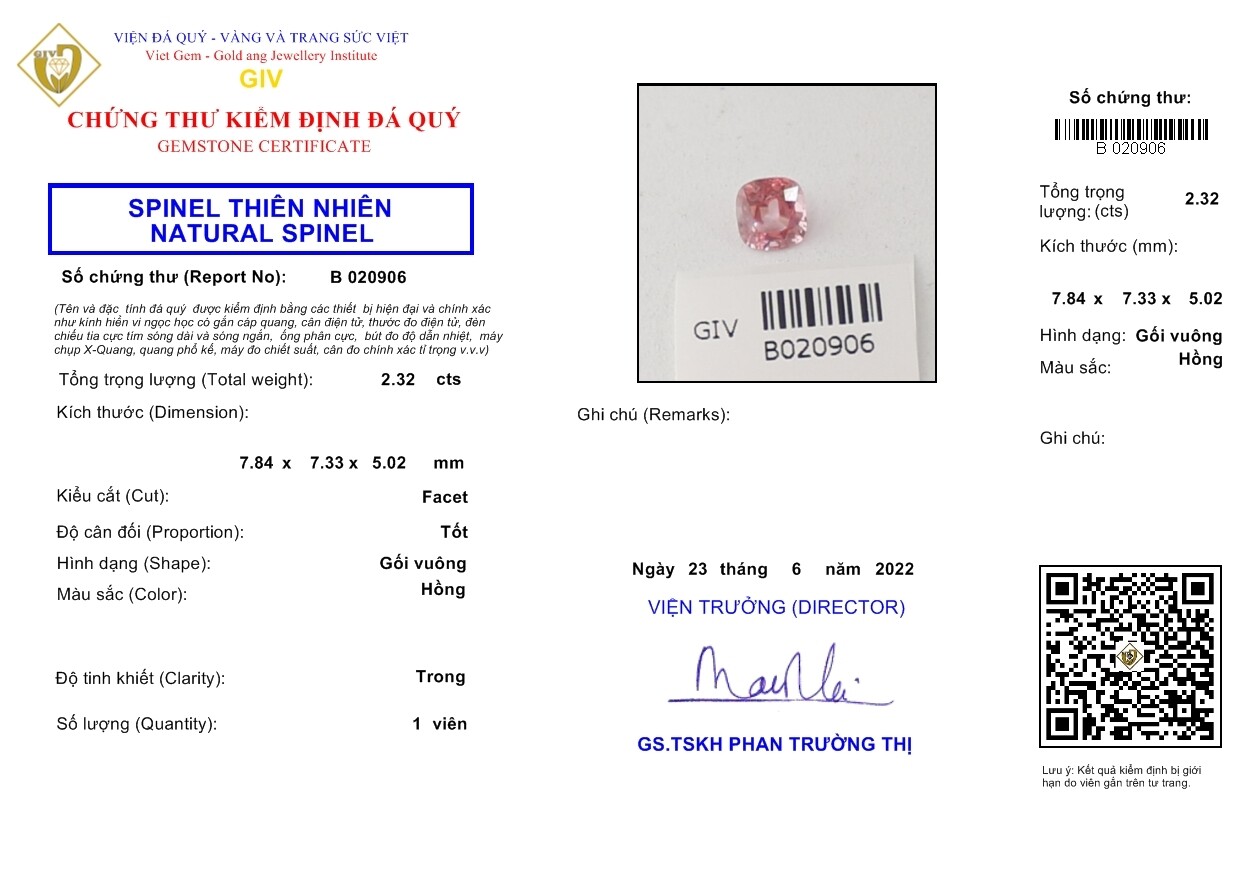 Spinelle Rose 2.32 Ct