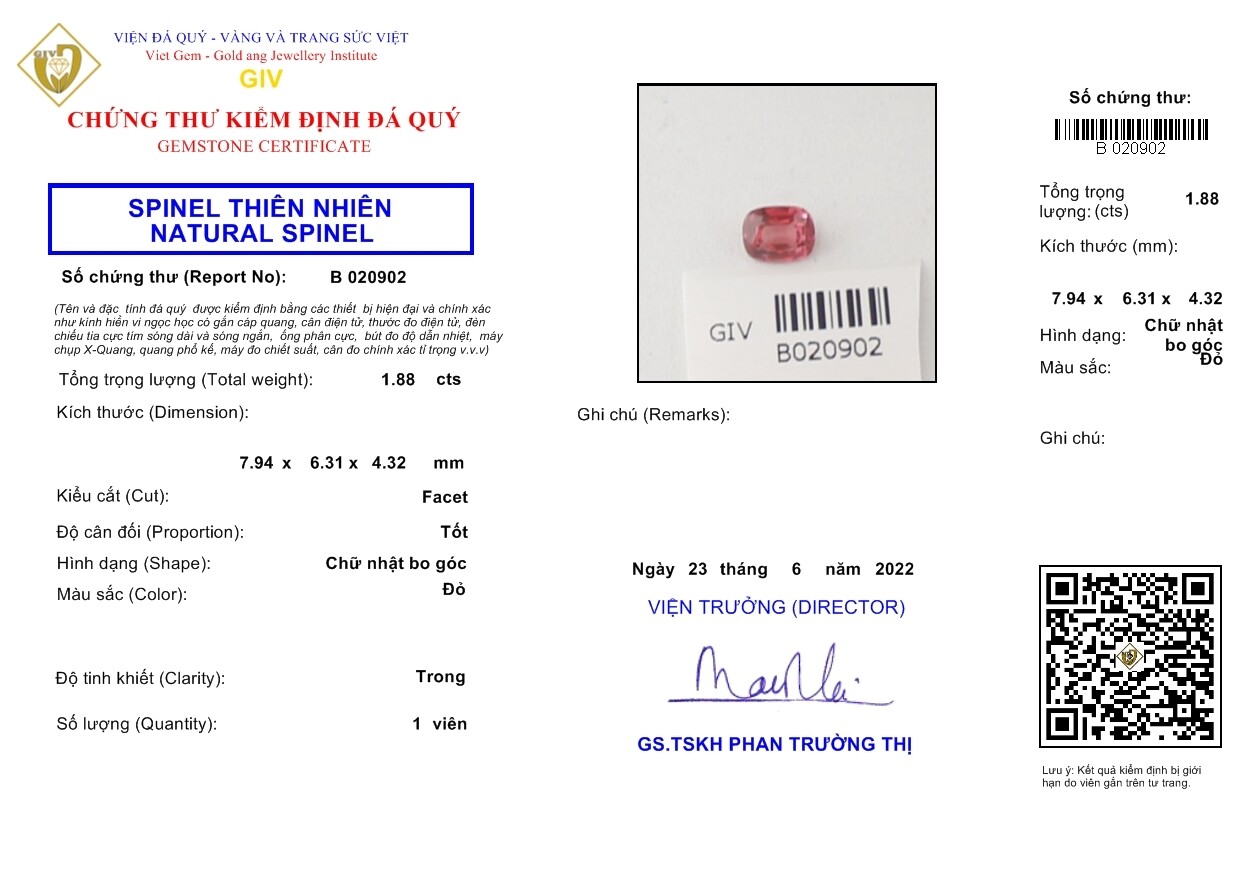 Spinelle Rouge 1.88 Ct