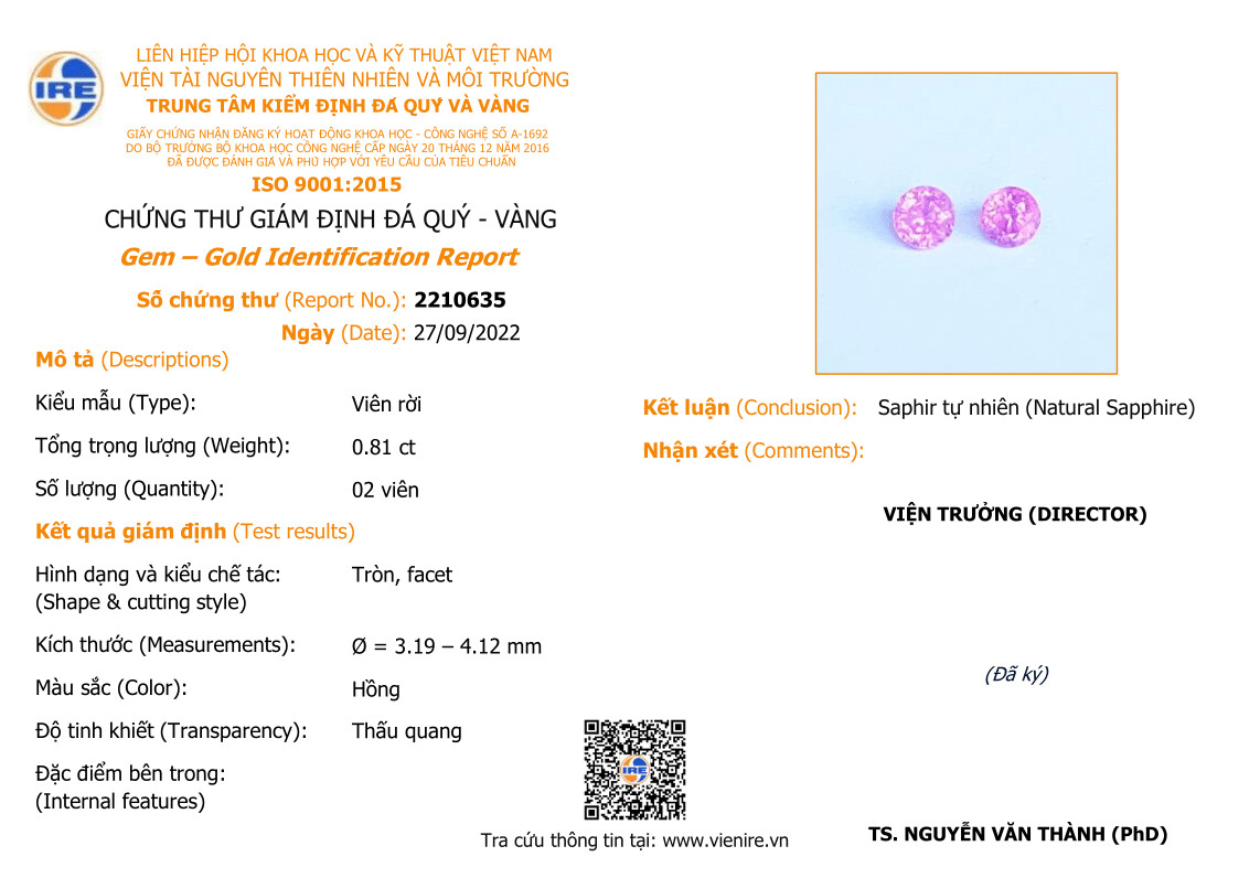 Paire de Saphirs Rose Orange 0.81 TCt - Non chauffé