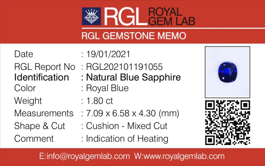 Pendentif Or Jaune 18k - Saphir Bleu Royal 1.80 Ct