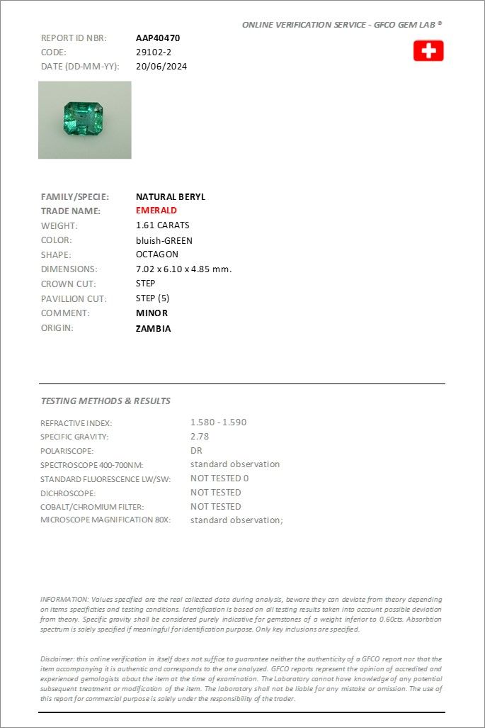 Émeraude 1.61  Ct