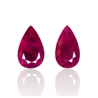 Paire de Rubis Rouge Rose 3.15 TCt - Chauffé