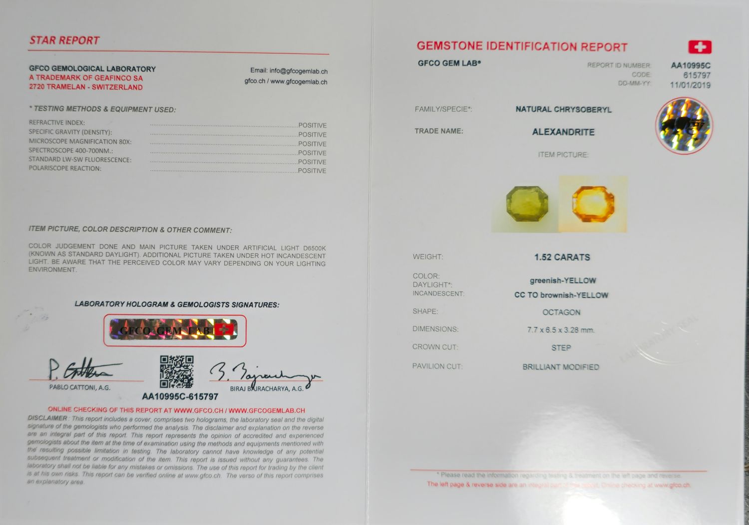 Alexandrite 1.52 Ct