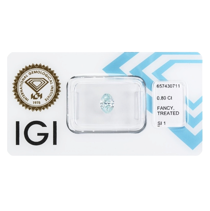 Diamant Naturel Fancy Greenich Blue 0.80 Ct Si1 - Traité