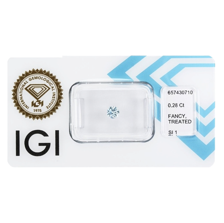 Diamant Naturel Fancy Blue 0.28 Ct Si1 - Traité