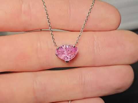 Pendentif Or Blanc 18k - Saphir Padparadscha 3.30 Ct