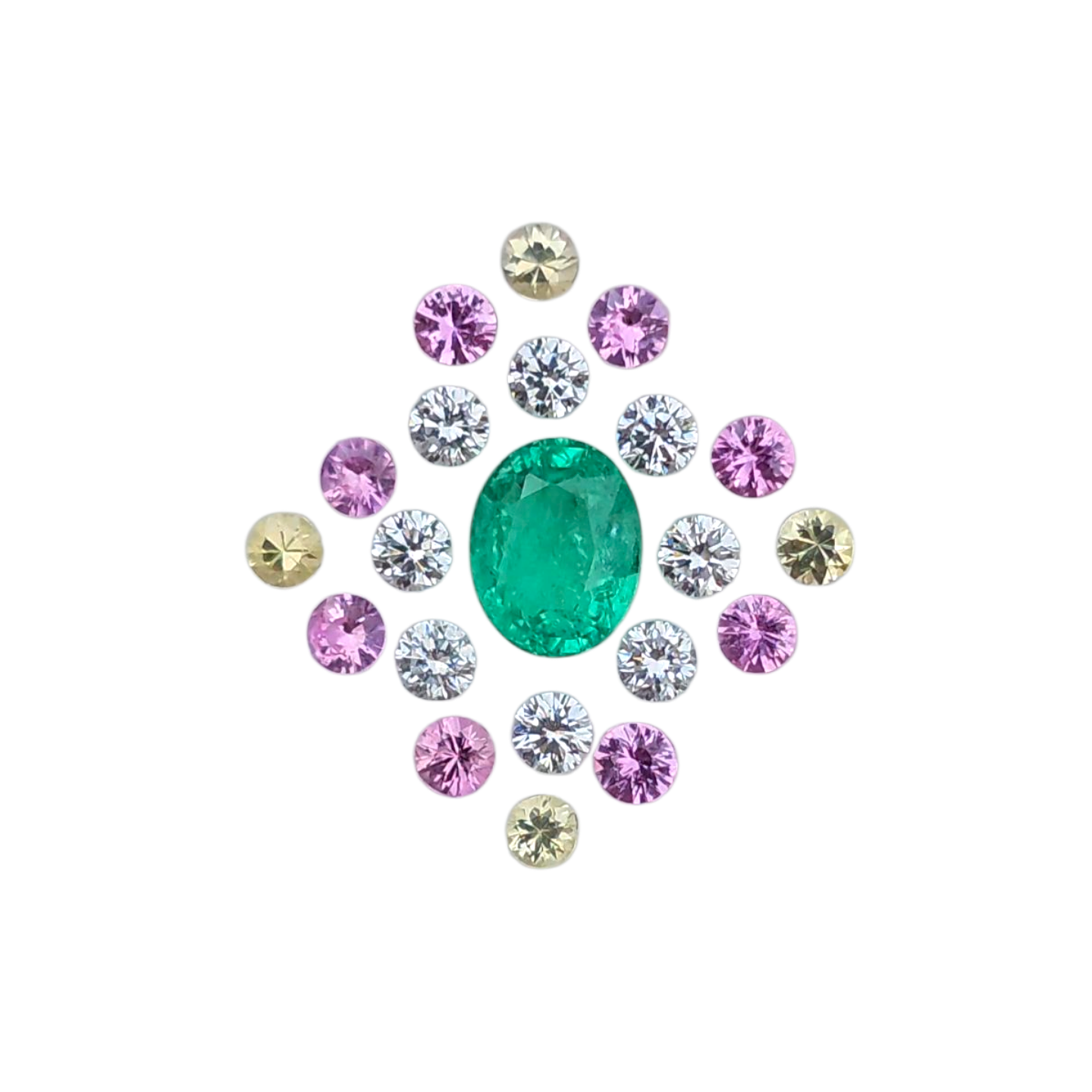 Lot Émeraude 0.99 Ct - Diamants CVD - Saphirs