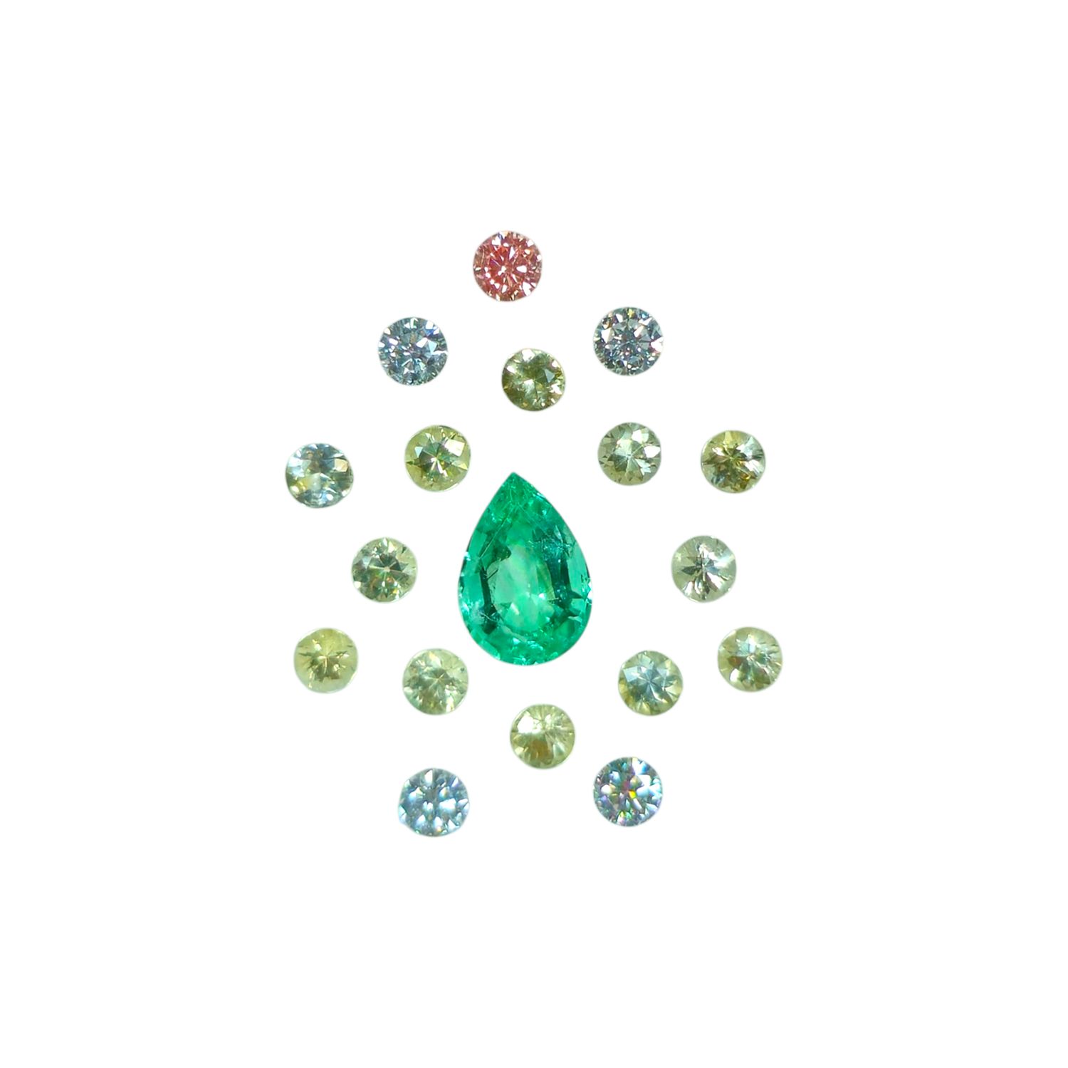 Lot Émeraude 0.80 Ct - Diamants CVD - Saphirs