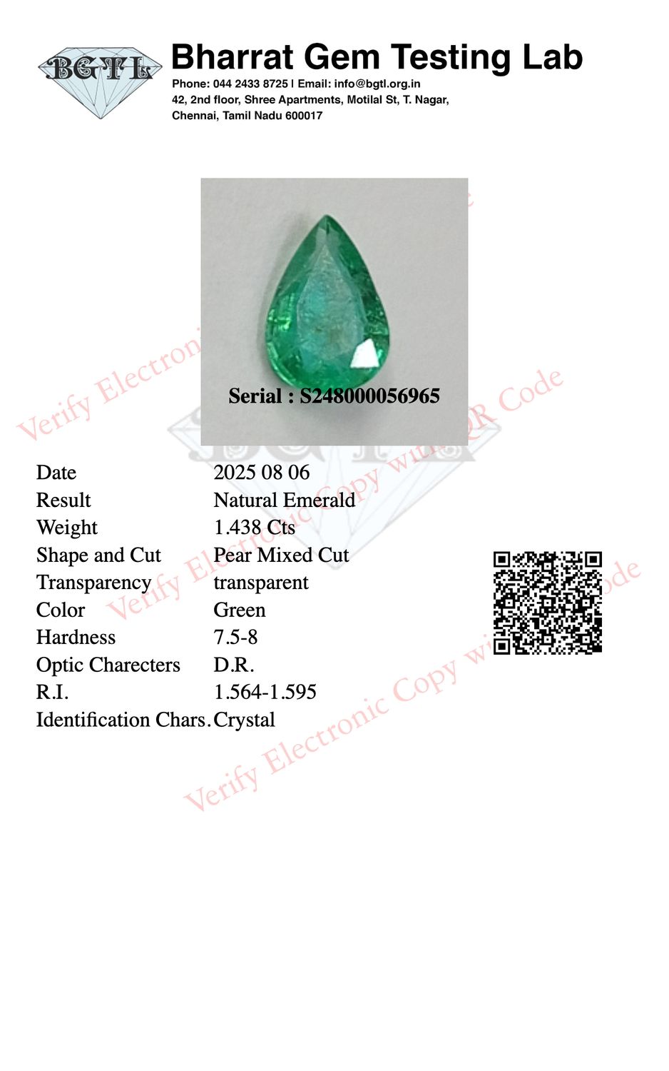 Émeraude 1.43  Ct
