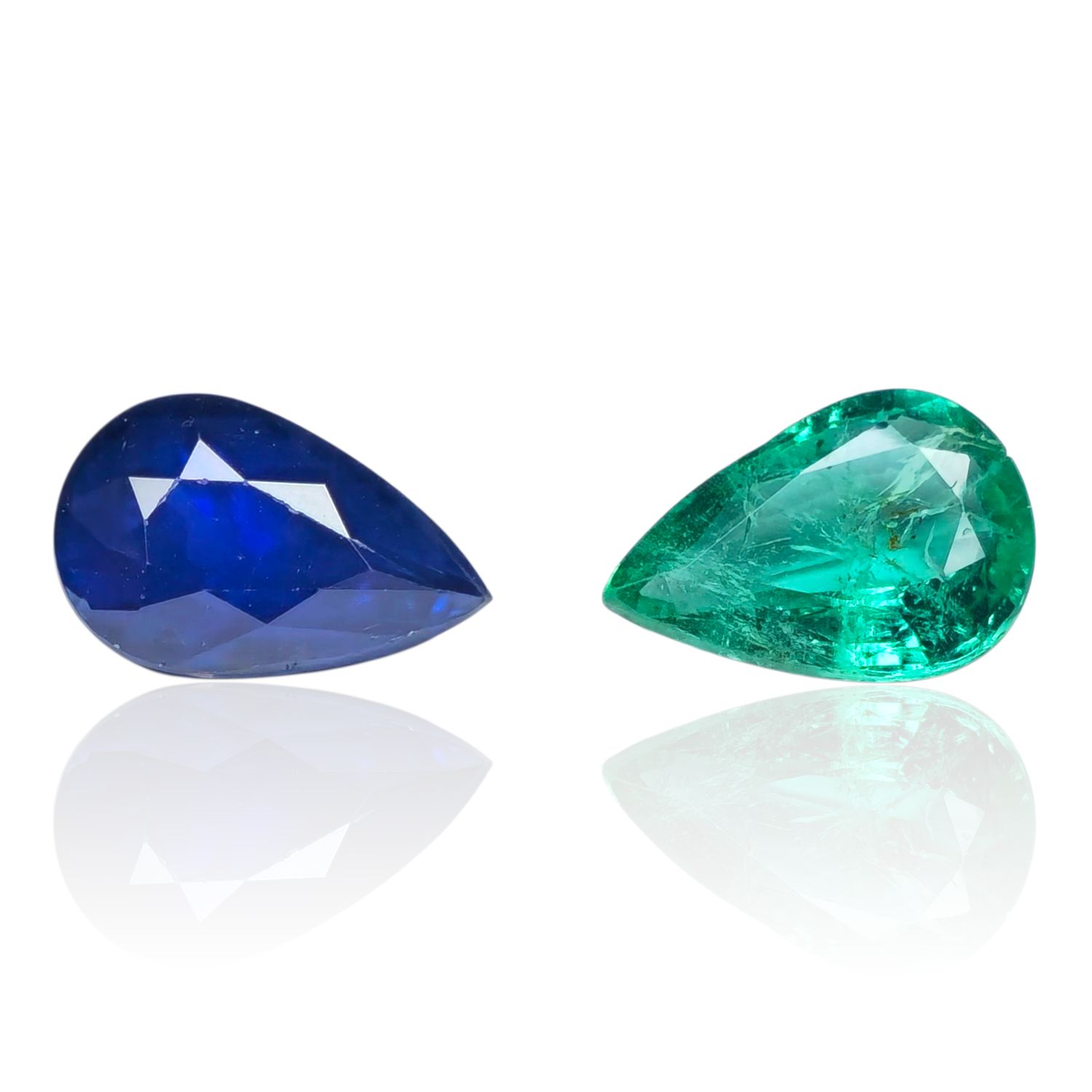 Lot Saphir Bleu Royal 1.58 Ct & Emeraude 1.43 Ct