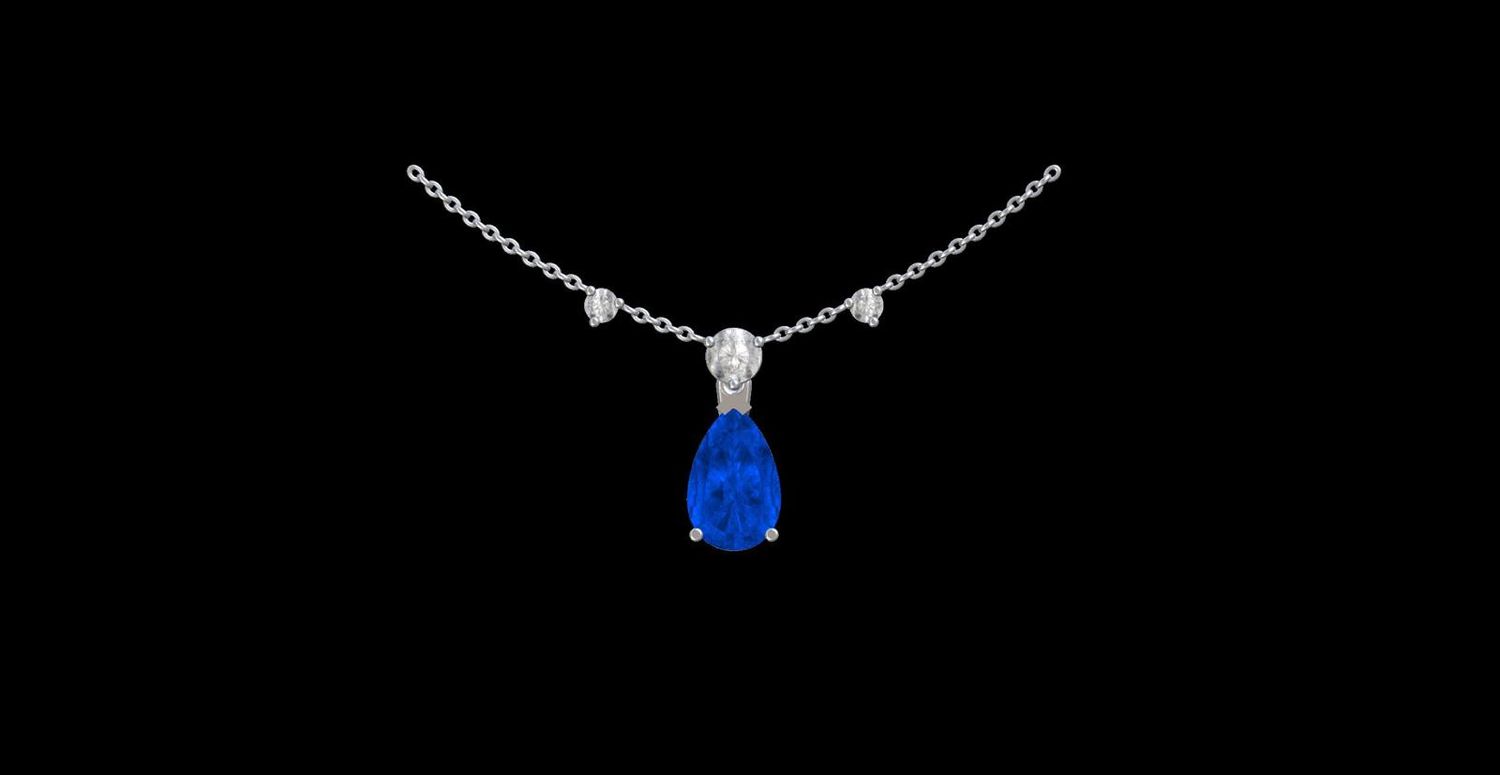 Création Pendentif Or Blanc 18K + Chaine Or Blanc 18k 54cm (Total ≈ 7 grammes) + 2 Diamants naturels G/H VS 2.5mm 1162.50