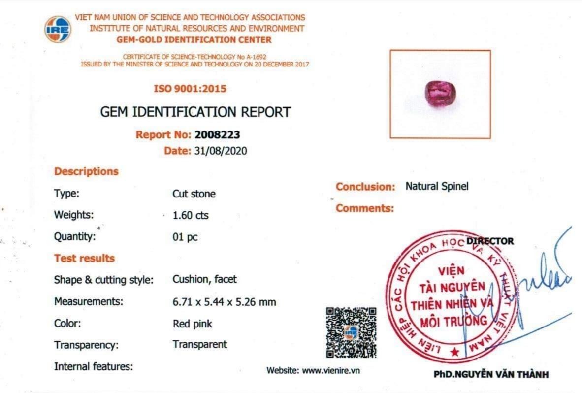 Spinelle Rouge Rose 1.60 Ct