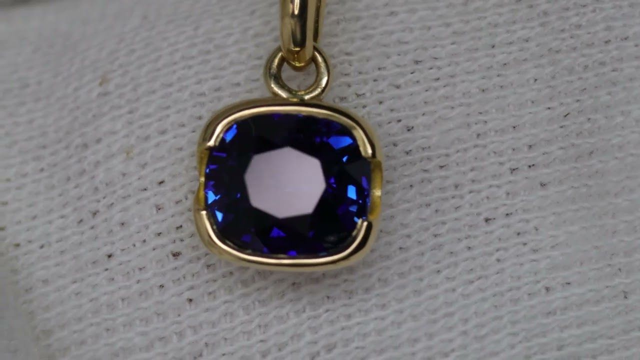 Pendentif Or Jaune 18k - Saphir Bleu Royal 1.80 Ct